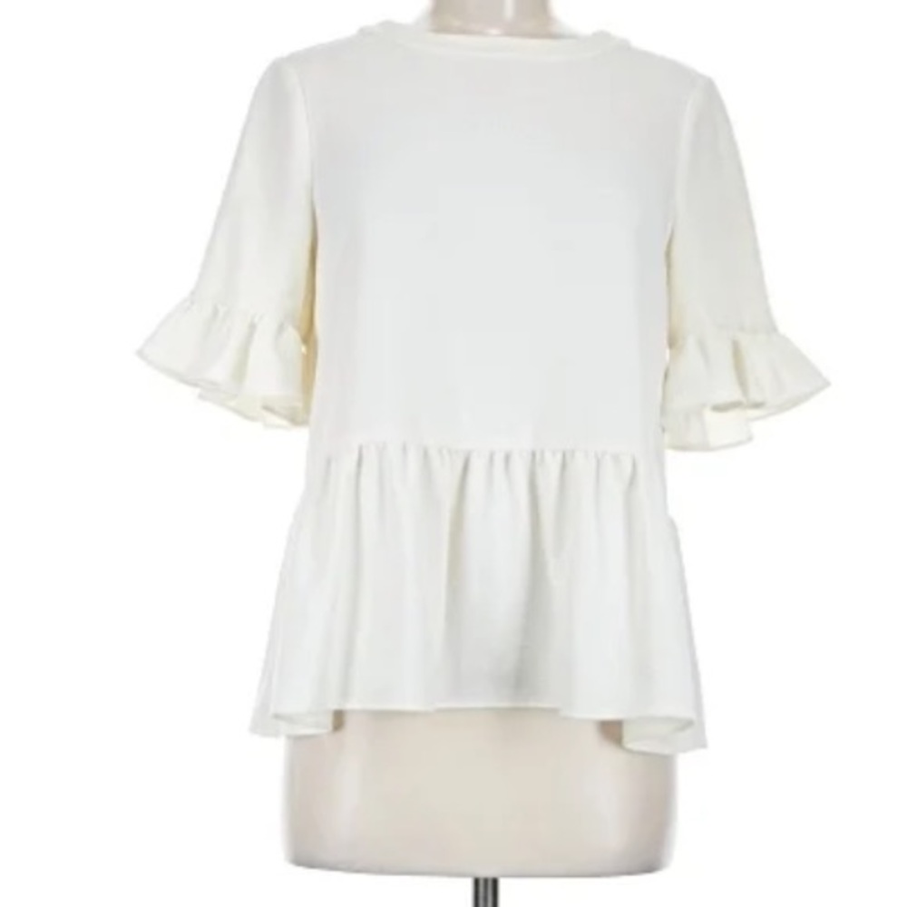 Kate Spade Blouse New York Linda ruffle sleeve peplum blouse, small EUC